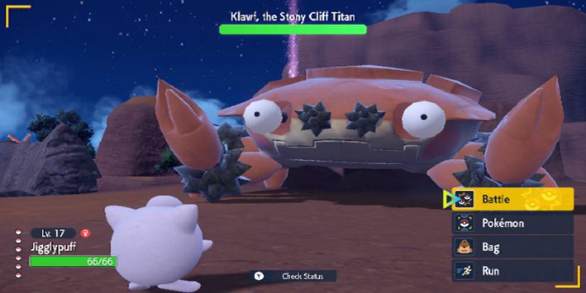 Pokemon Scarlet Violet-Stony Cliff Titan Klawf first phase battle